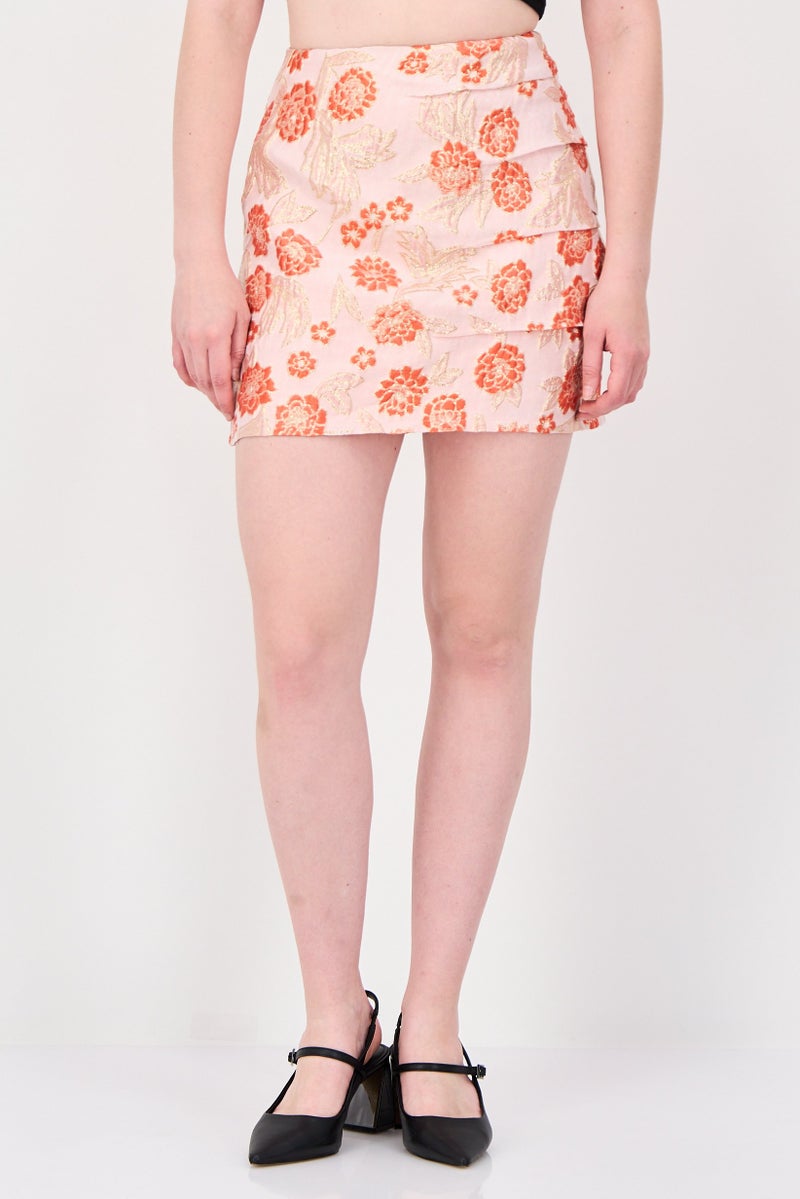 Lulus Women Floral Print Mini Skirt, Multicolor - Image 1